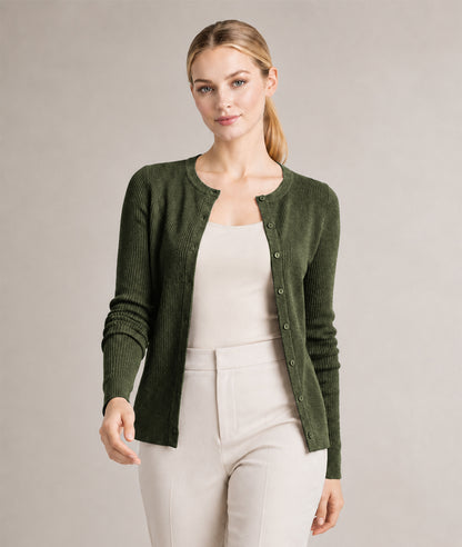 Women’s Soft-Knit Ribbed Button-Down Cardigan Sweater