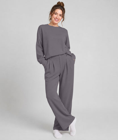 Waffle Knit Stretch Pants – Soft 2-Way Stretch Comfort Lounge Pant