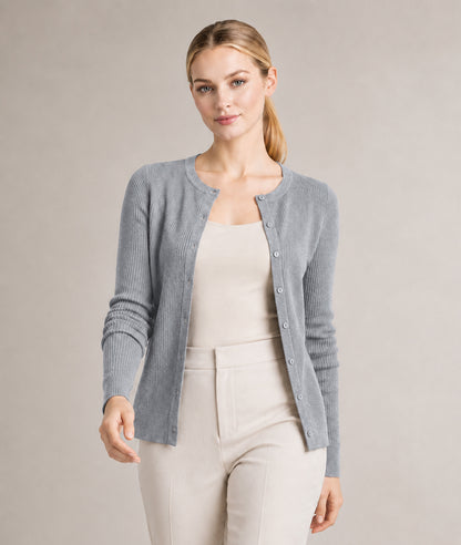 Women’s Soft-Knit Ribbed Button-Down Cardigan Sweater