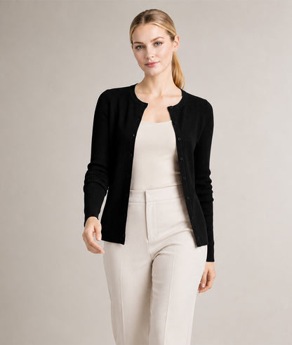 Women’s Soft-Knit Ribbed Button-Down Cardigan Sweater