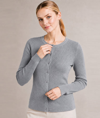 Women’s Soft-Knit Ribbed Button-Down Cardigan Sweater