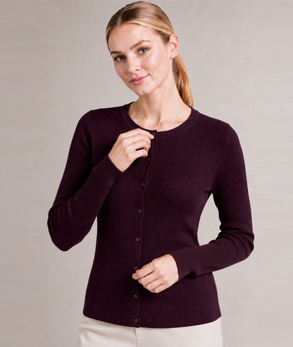 Women’s Soft-Knit Ribbed Button-Down Cardigan Sweater
