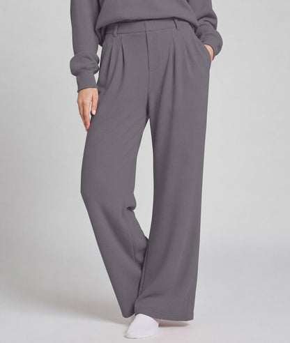 Waffle Knit Stretch Pants – Soft 2-Way Stretch Comfort Lounge Pant