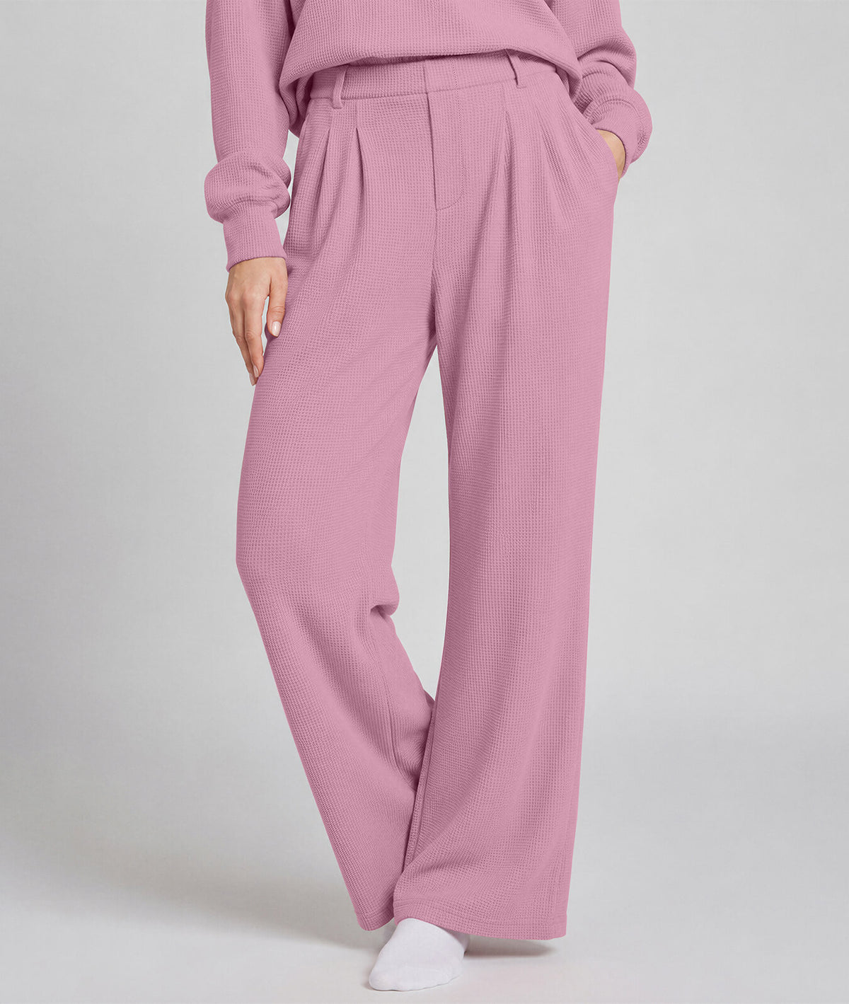 Waffle Knit Stretch Pants – Soft 2-Way Stretch Comfort Lounge Pant