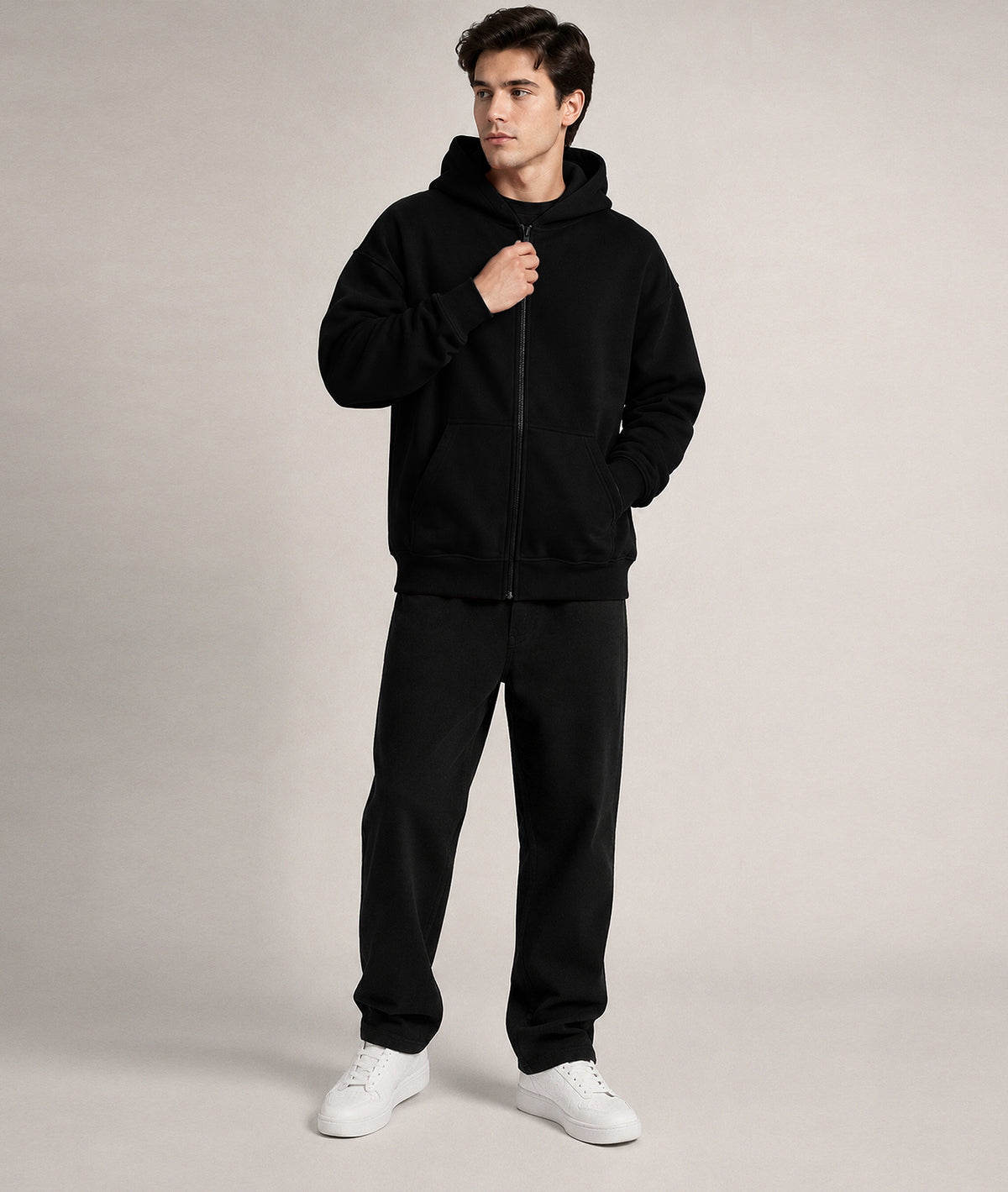 Cloud Zip Oversized Hoodie – Full-Zip Unisex Hoodie with Double-Lined Hood
