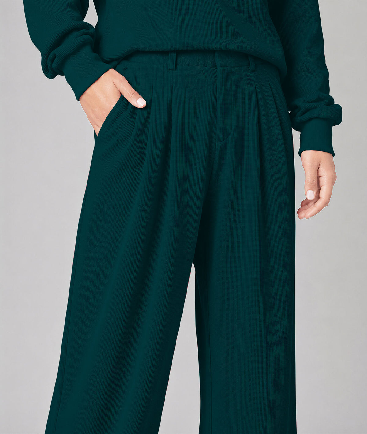 Waffle Knit Stretch Pants – Soft 2-Way Stretch Comfort Lounge Pant