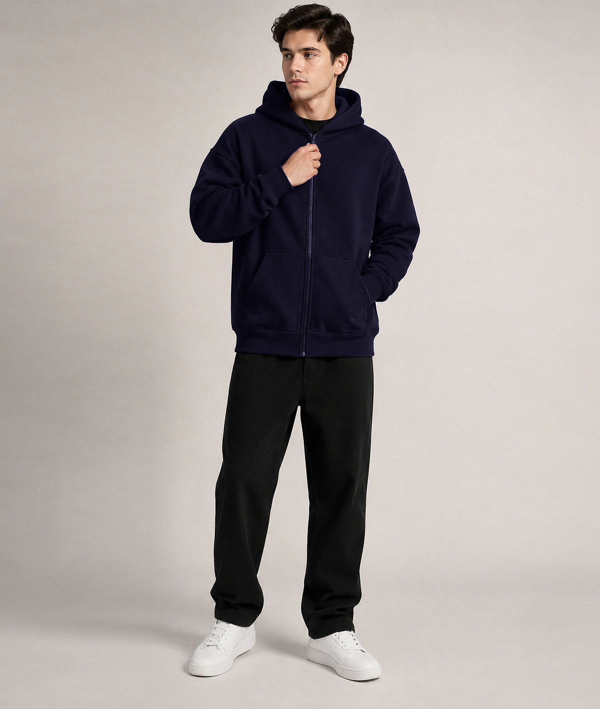 Cloud Zip Oversized Hoodie – Full-Zip Unisex Hoodie with Double-Lined Hood