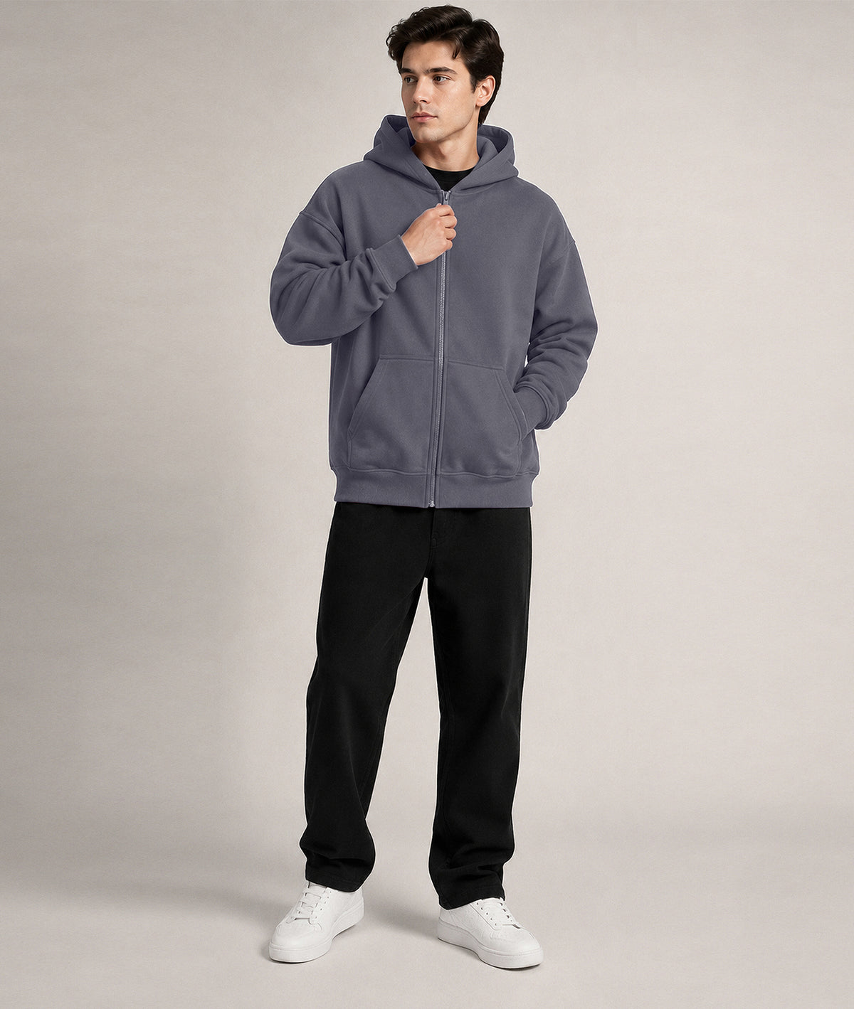 Cloud Zip Oversized Hoodie – Full-Zip Unisex Hoodie with Double-Lined Hood