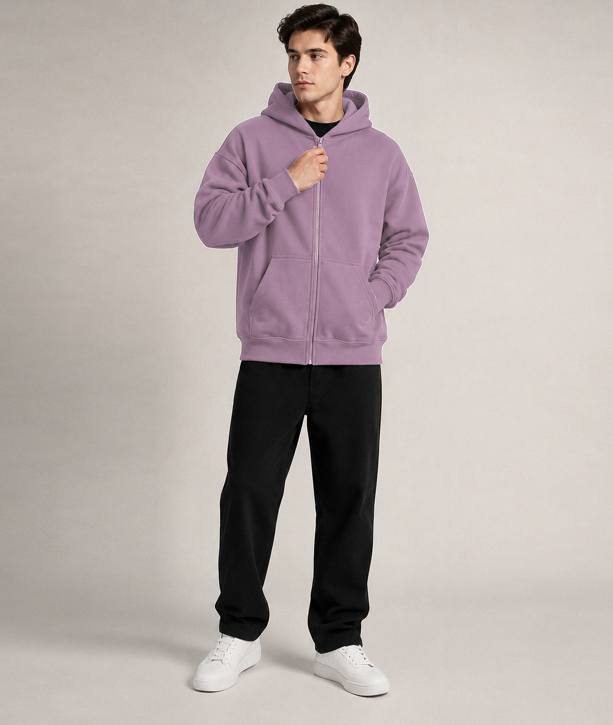 Cloud Zip Oversized Hoodie – Full-Zip Unisex Hoodie with Double-Lined Hood
