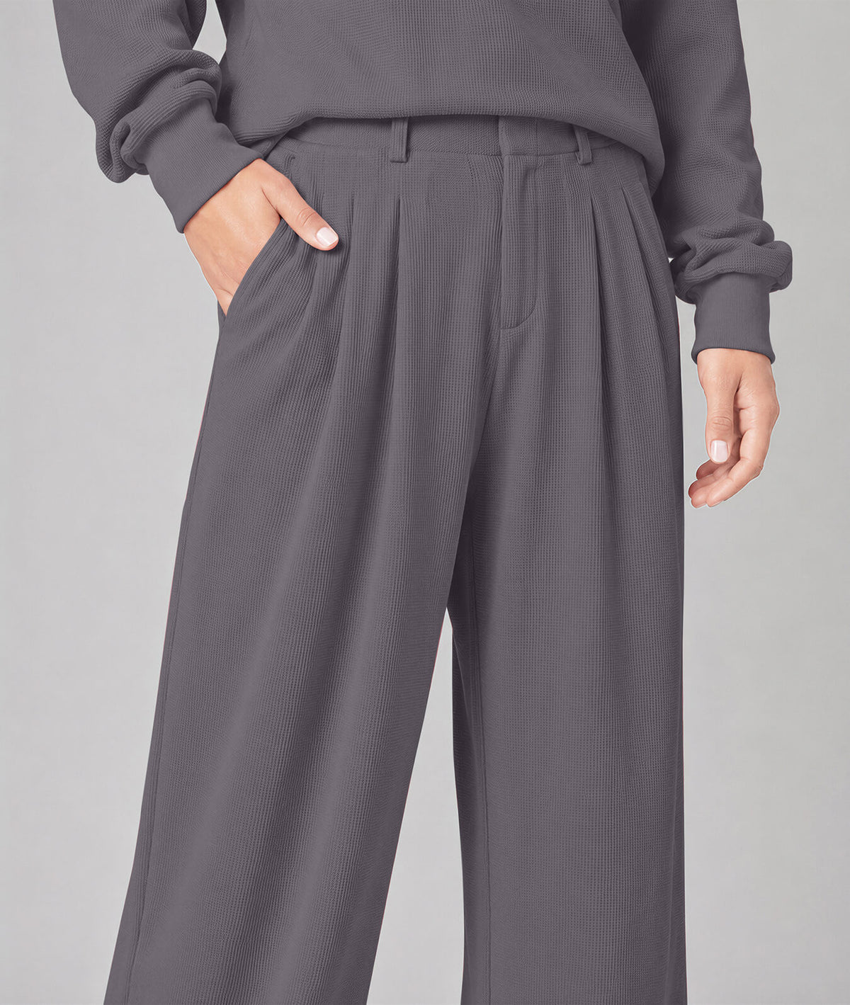 Waffle Knit Stretch Pants – Soft 2-Way Stretch Comfort Lounge Pant