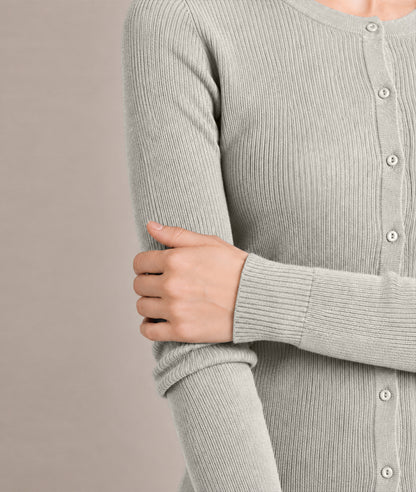 Women’s Soft-Knit Ribbed Button-Down Cardigan Sweater