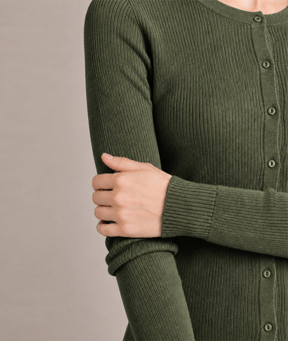 Women’s Soft-Knit Ribbed Button-Down Cardigan Sweater