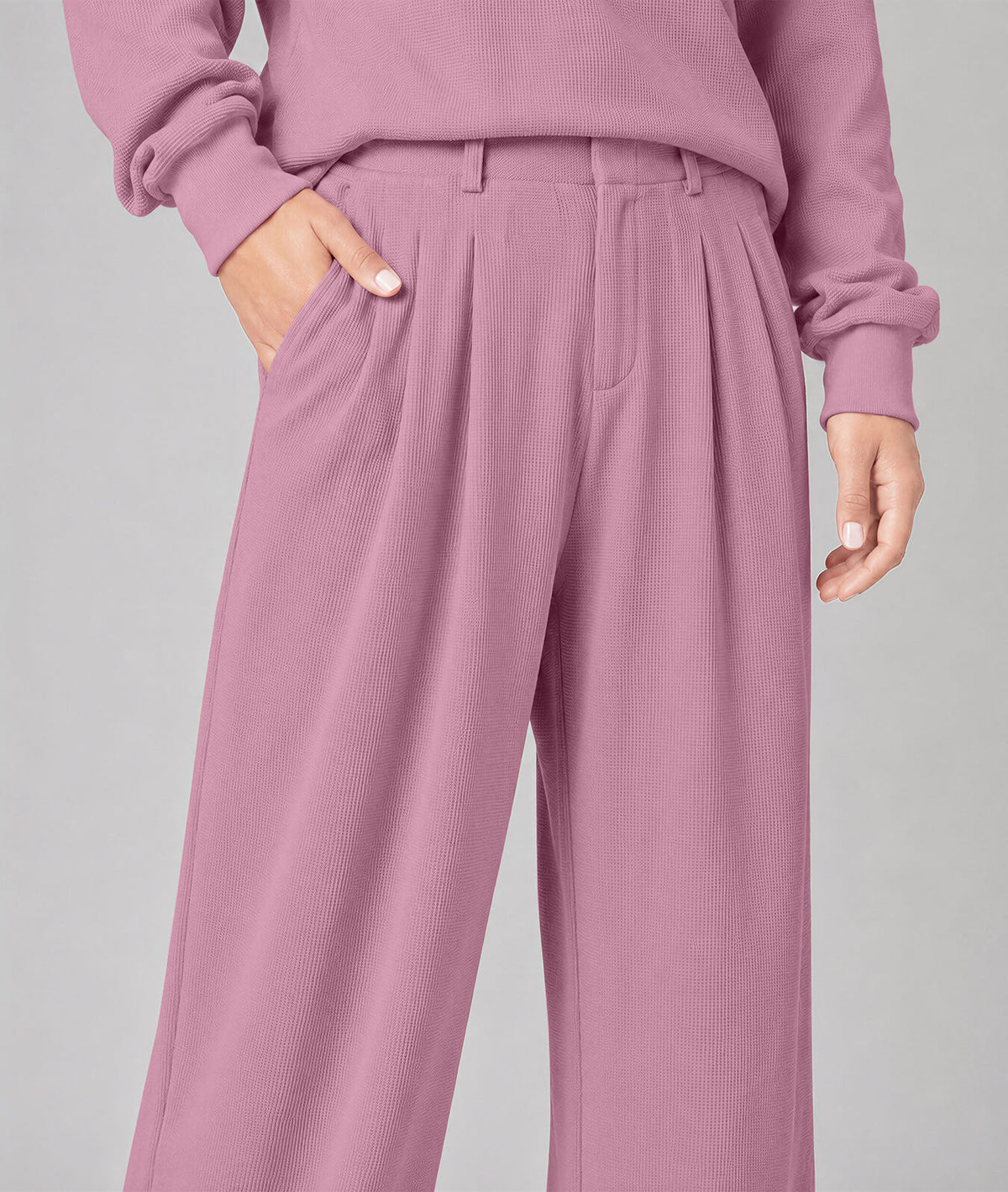 Waffle Knit Stretch Pants – Soft 2-Way Stretch Comfort Lounge Pant