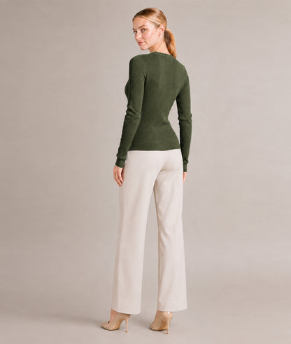 Women’s Soft-Knit Ribbed Button-Down Cardigan Sweater