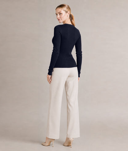 Women’s Soft-Knit Ribbed Button-Down Cardigan Sweater