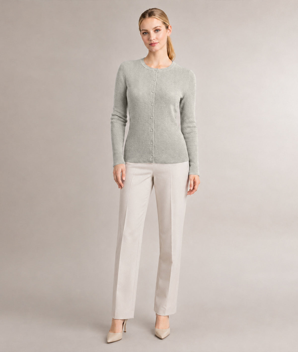 Women’s Soft-Knit Ribbed Button-Down Cardigan Sweater