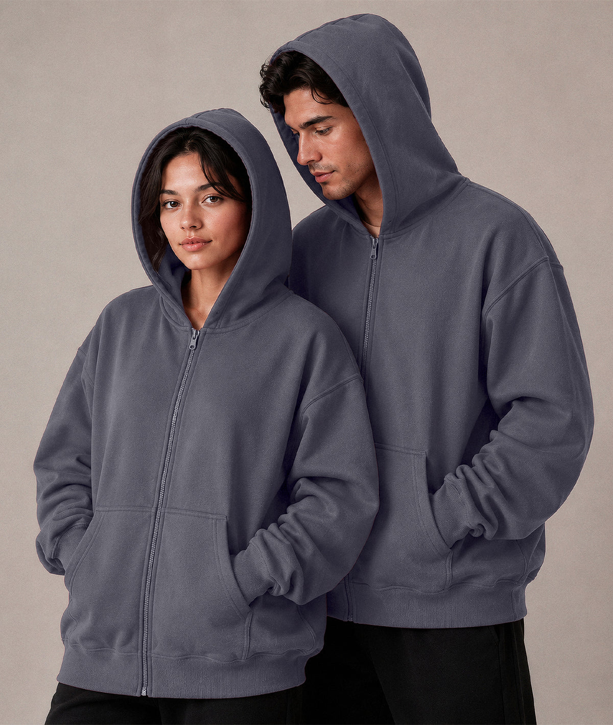 Cloud Zip Oversized Hoodie – Full-Zip Unisex Hoodie with Double-Lined Hood