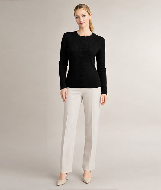 Women’s Soft-Knit Ribbed Button-Down Cardigan Sweater