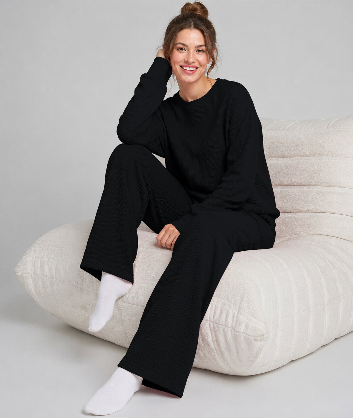 Waffle Knit Stretch Pants – Soft 2-Way Stretch Comfort Lounge Pant