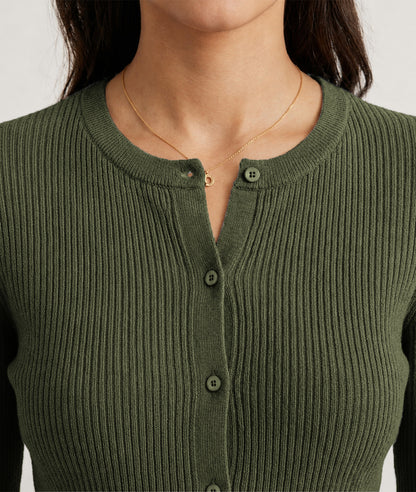 Women’s Soft-Knit Ribbed Button-Down Cardigan Sweater