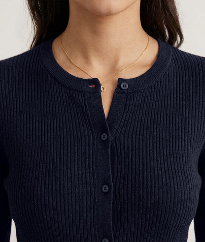 Women’s Soft-Knit Ribbed Button-Down Cardigan Sweater