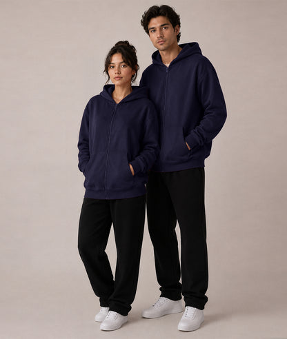 Cloud Zip Oversized Hoodie – Full-Zip Unisex Hoodie with Double-Lined Hood