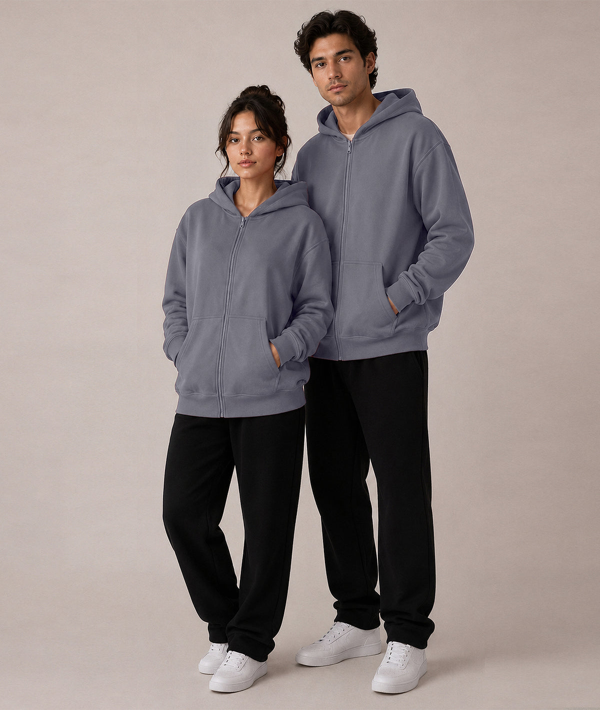 Cloud Zip Oversized Hoodie – Full-Zip Unisex Hoodie with Double-Lined Hood