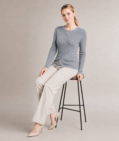 Women’s Soft-Knit Ribbed Button-Down Cardigan Sweater