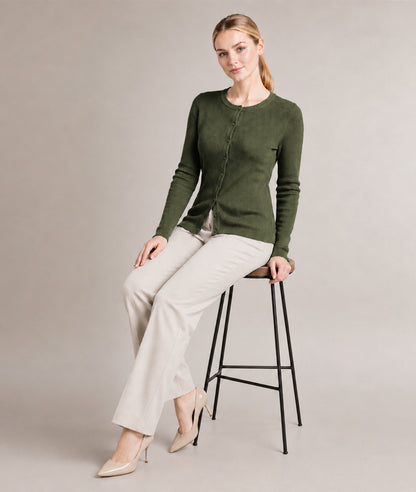 Women’s Soft-Knit Ribbed Button-Down Cardigan Sweater