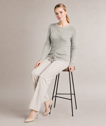 Women’s Soft-Knit Ribbed Button-Down Cardigan Sweater