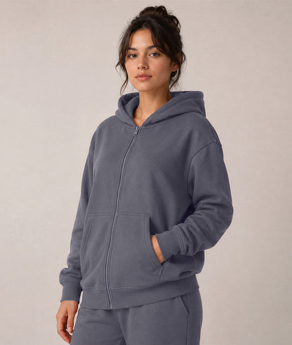 Cloud Zip Oversized Hoodie – Full-Zip Unisex Hoodie with Double-Lined Hood